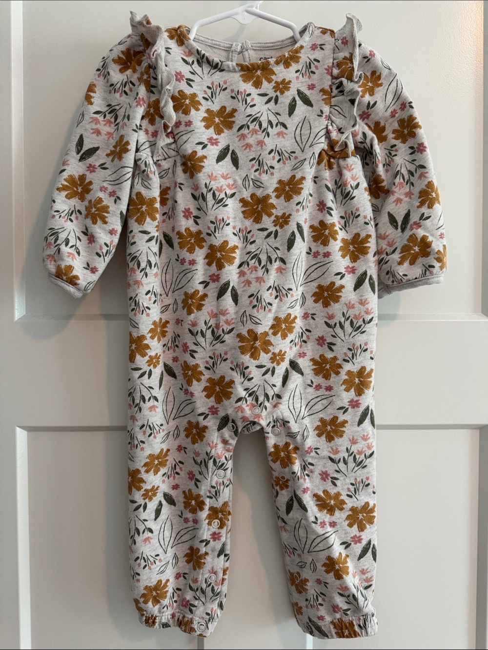 Carter's Cream Floral One-Piece Bodysuit with Mustard & Green Accents